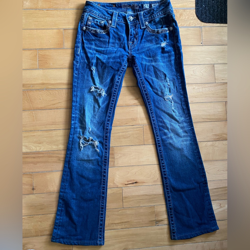 Miss Me Dark Blue Embroidered Jeans